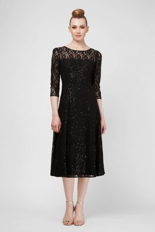 Sequin Lace 3/4 Sleeve Cocktail Dress ...